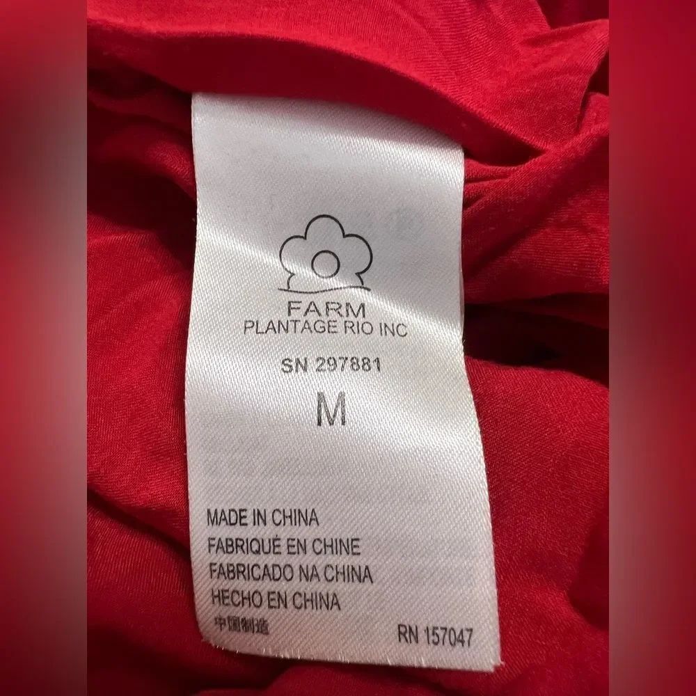 FARM Rio Women's Red Maxi Pleated Jumpsuit Neck Tie Buttons Flowy Sz Medium DM3 - Picture 11 of 16